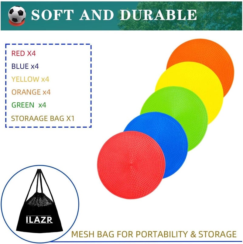 ILAZR Non Slip Agility Marker Aggregate Dots 9 inch 5/9 Color Floor Dot Marker for Classroom Dance Sports Football Basketball Speed Agility Training - Image 3